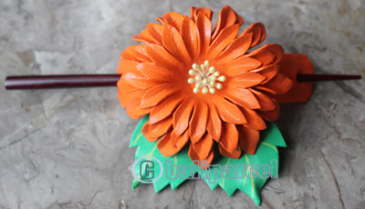 Hair Clip, Made From Leather With Sono Wood