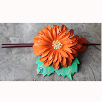 Hair Clip, Made From Leather With Sono Wood