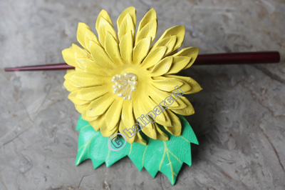 Hair Clip, Made From Leather With Sono Wood