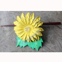 Hair Clip, Made From Leather With Sono Wood