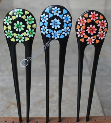 Wooden Handpainted Hair Ornament 