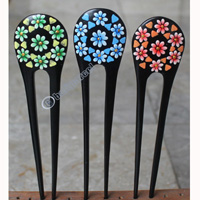 Wooden Handpainted Hair Ornament 