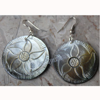 Earring, Made From Shell With Carving