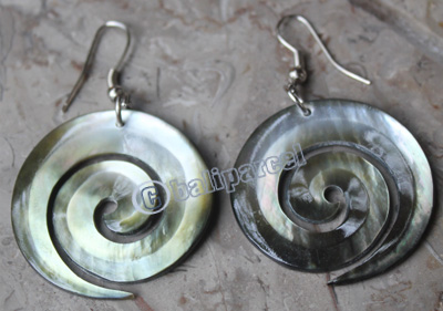 Earring, Made From Shell With Carving