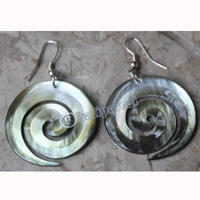 Earring, Made From Shell With Carving