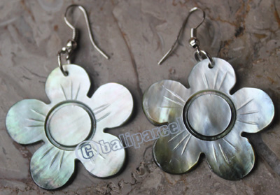 Earring, Made From Shell With Carving