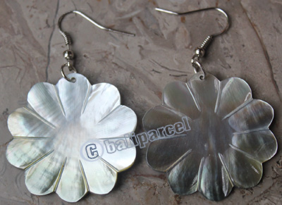 Earring, Made From Shell With Carving
