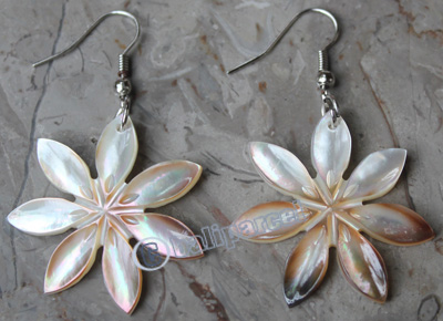 Earring, Made From Shell With Carving