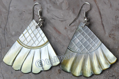 Earring, Made From Shell With Carving