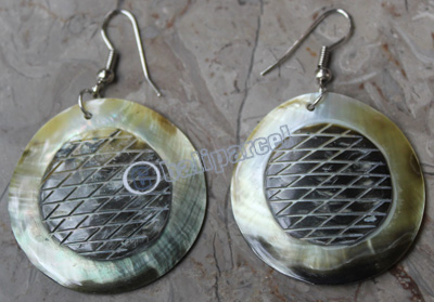 Earring, Made From Shell With Carving