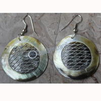 Earring, Made From Shell With Carving