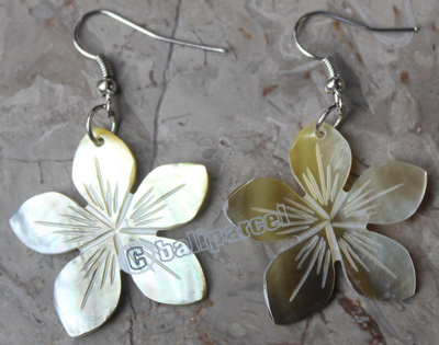 Earring, Made From Shell With Carving