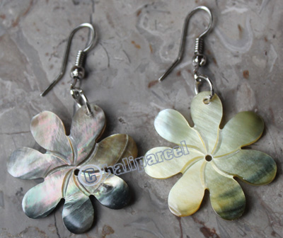 Earring, Made From Shell With Carving