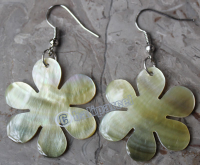 Earring, Made From Shell With Carving