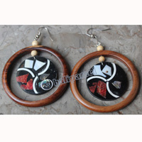 Earring, Made From Shell With Sono Wood