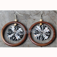 Earring, Made From Shell With Sono Wood