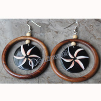 Earring, Made From Shell With Sono Wood