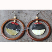 Earring, Made From Shell With Sono Wood