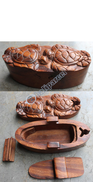 Wooden Box, Hand Carved From Suar Wood