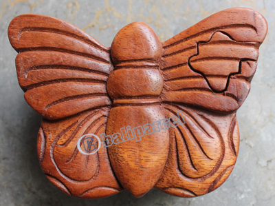 Wooden Box, Hand Carved From Suar Wood