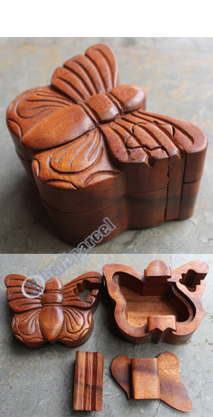 Wooden Box, Hand Carved From Suar Wood