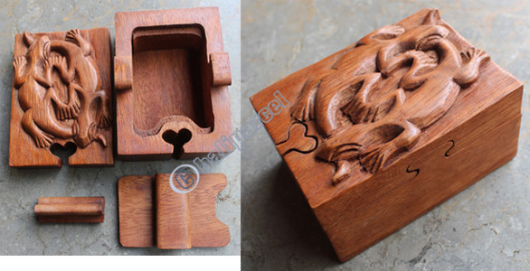 Wooden Box, Hand Carved From Suar Wood