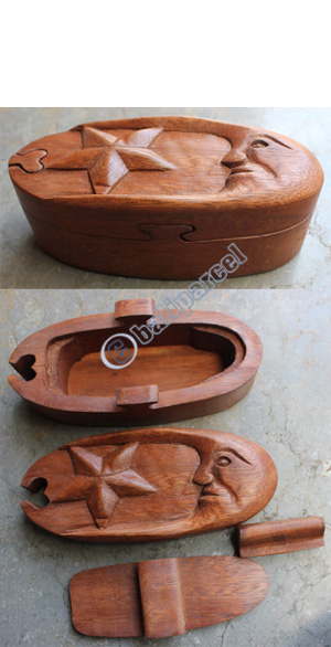 Wooden Box, Hand Carved From Suar Wood