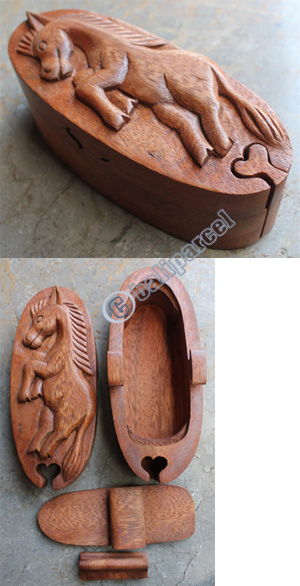 Wooden Box, Hand Carved From Suar Wood