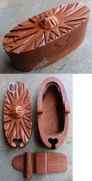 Wooden Box, Hand Carved From Suar Wood