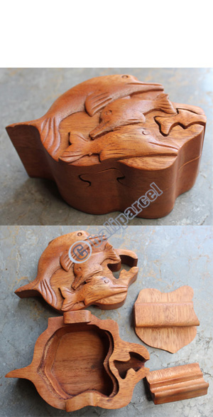 Wooden Box, Hand Carved From Suar Wood