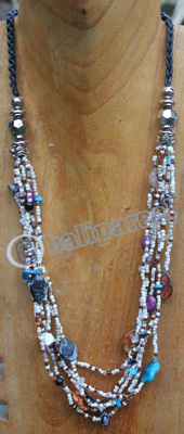 Necklace, Made From Resin And Glassbeads