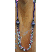 Necklace, Made From Glassbeads And Wood