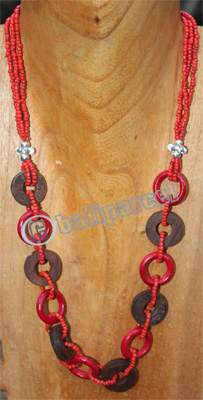 Necklace, Made From Beads And Wood