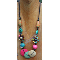 Necklace, Made From Wood With Colour