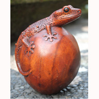 Wooden Gecko, Han Carved From Suar Wood
