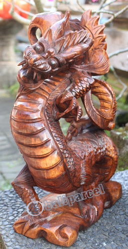 Wooden Dragon, Hand Carved From Suar Wood