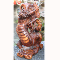 Wooden Dragon, Hand Carved From Suar Wood