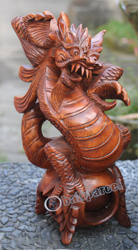 Wooden Dragon, Hand Carved From Suar Wood