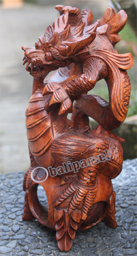 Wooden Dragon, Hand Carved From Suar Wood