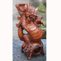 Wooden Dragon, Hand Carved From Suar Wood