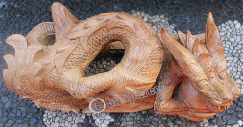 Wooden Dragon, Hand Carved From Suar Wood
