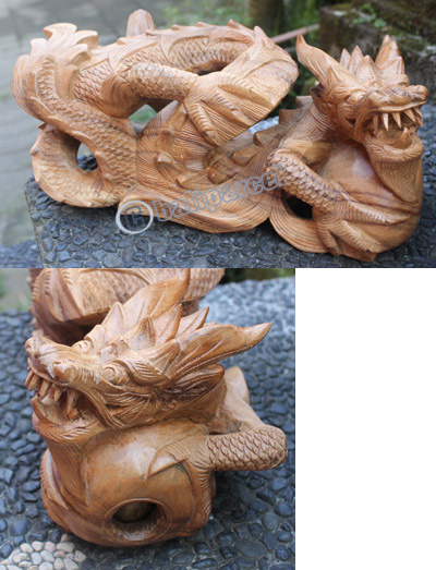 Wooden Dragon, Hand Carved From Suar Wood