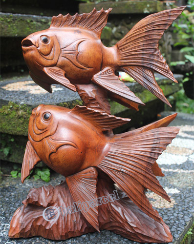 Wooden Fish, Hand Carved From Suar Wood