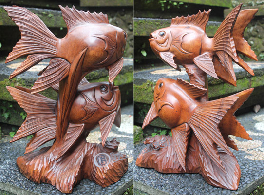 Wooden Fish, Hand Carved From Suar Wood