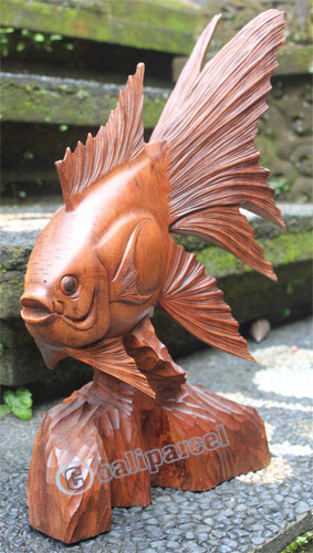 Wooden Fish, Hand Carved From Suar Wood