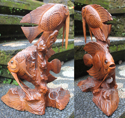 Wooden Fish, Hand Carved From Suar Wood