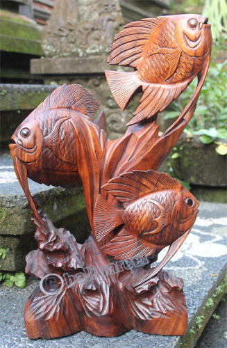 Wooden Fish, Hand Carved From Suar Wood