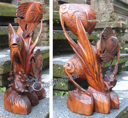 Wooden Fish, Hand Carved From Suar Wood