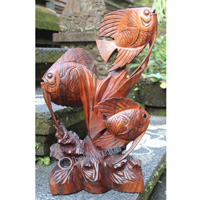 Wooden Fish, Hand Carved From Suar Wood