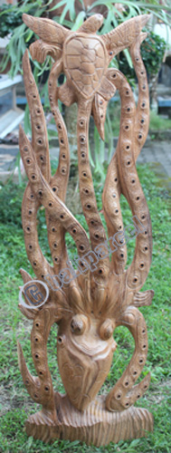 Wooden Octopus Wallhanging, Hand Carved From Suar Wood